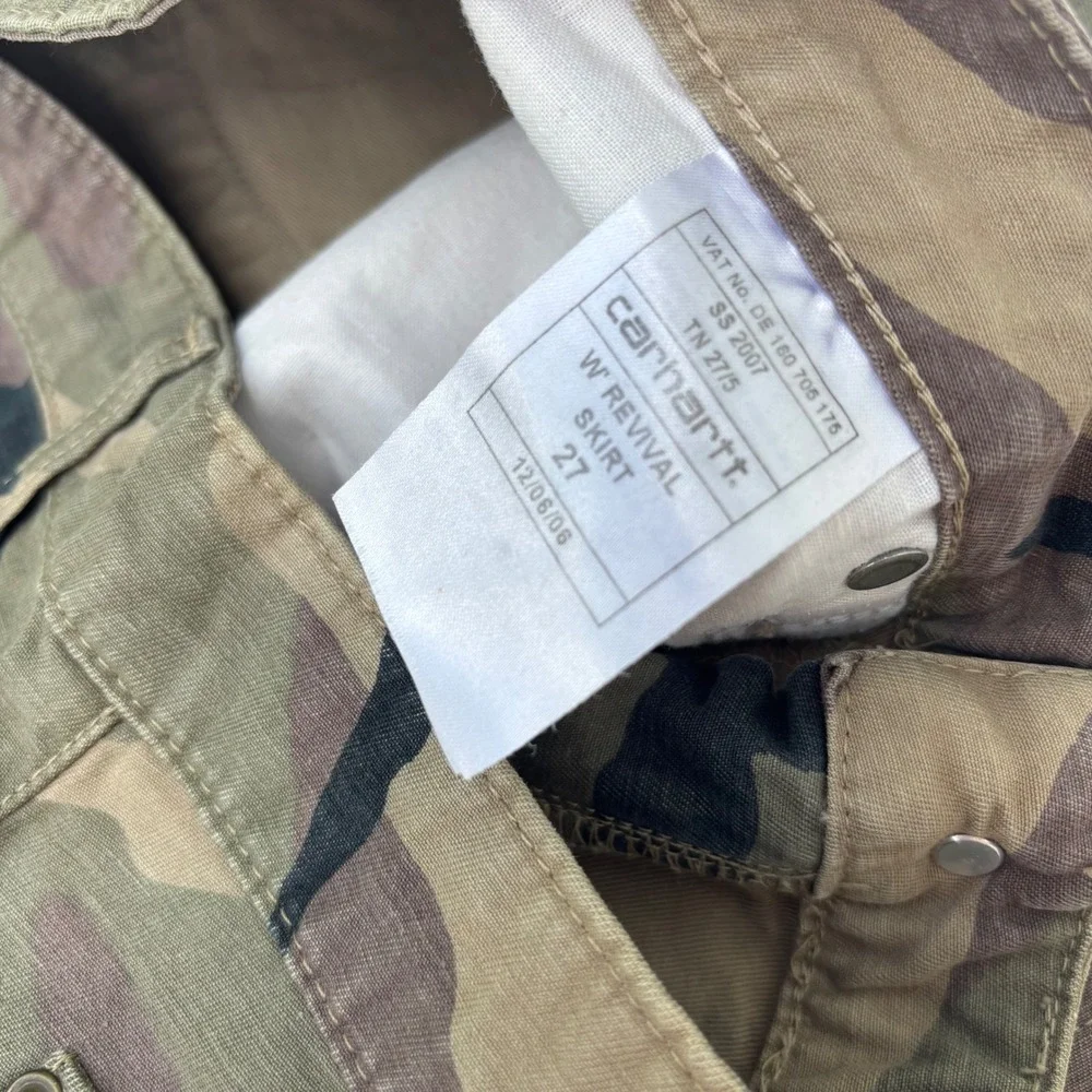Women's 27 CARHARTT Y2K SS 2007 Camouflage Camo Revival Mini Skirt RARE